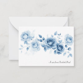 Tarjeta Pequeña Tonos de Rosas Azules Diseño Floral Vintage