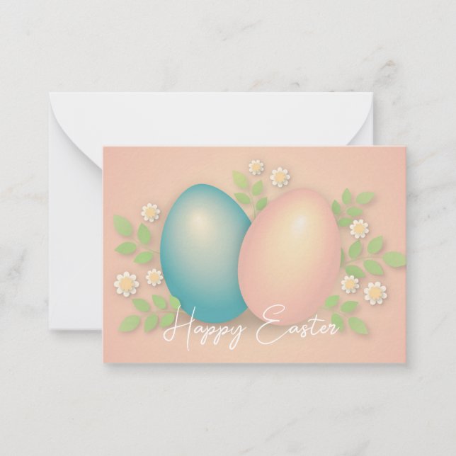 Tarjeta Pequeña Tonos suaves huevo de Pascua y flores de margarita (Anverso)