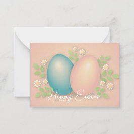 Tarjeta Pequeña Tonos suaves huevo de Pascua y flores de margarita