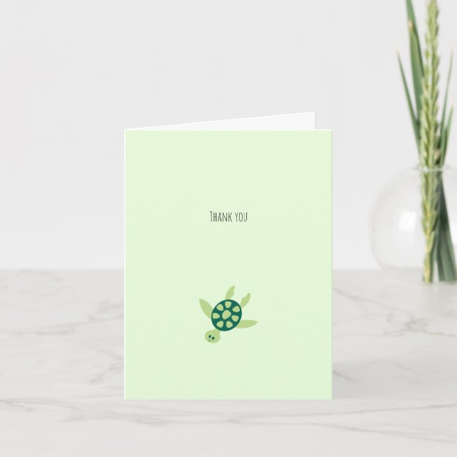 Tarjeta Pequeña Tortuga Verde Gracias (Anverso)