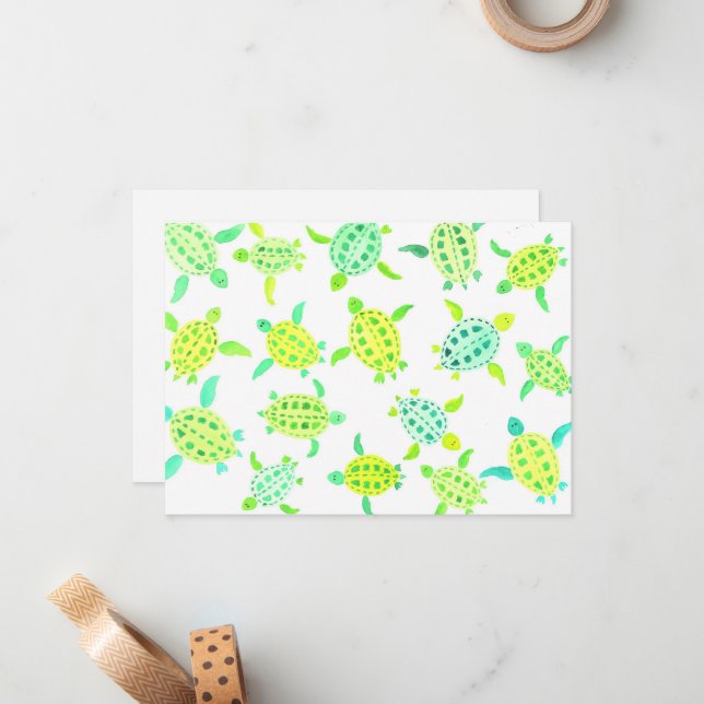 Tarjeta Pequeña Tortugas con protección pintada a mano (Anverso/Reverso In Situ)