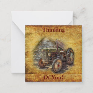Tarjeta Pequeña Tractor de granjas de cosecha de vintage Old Barn 