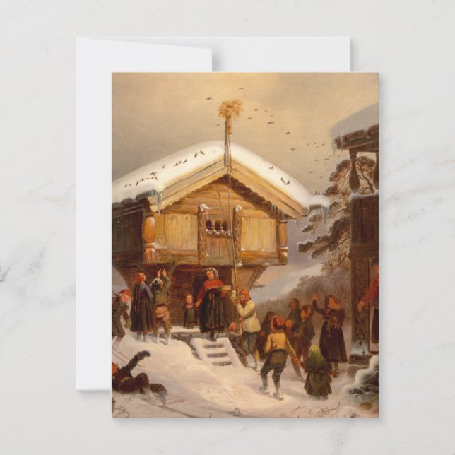 Tarjeta Pequeña Tradiciones de Navidades Juleskikk Norweigan (Anverso)