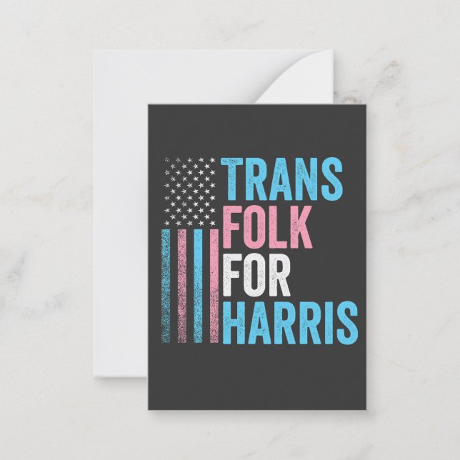 Tarjeta Pequeña Trans Folk Para Harris Election Transgender LGBT (Anverso)