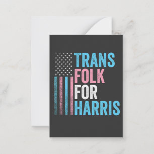 Tarjeta Pequeña Trans Folk Para Harris Election Transgender LGBT