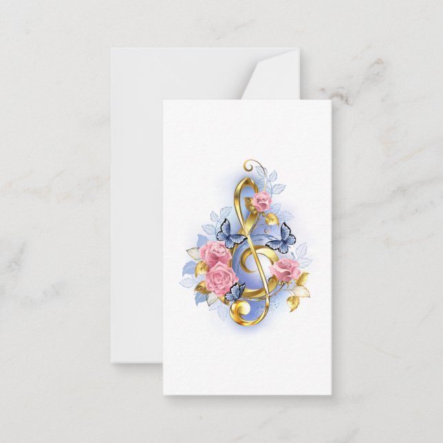 Tarjeta Pequeña Treble arrecife con rosas rosas rosas rosas (Anverso)