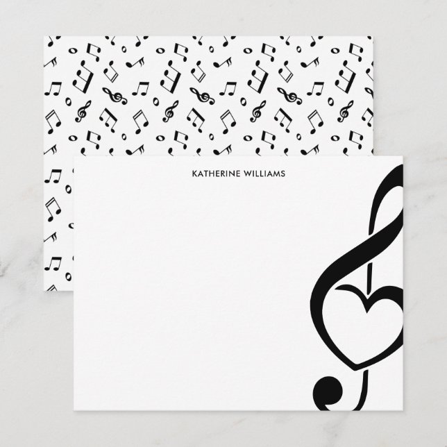 Tarjeta Pequeña Treble Clef Heart Music Note Personalizado (Anverso / Reverso)