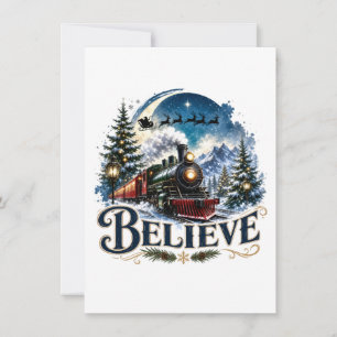 Tarjeta Pequeña Tren de Navidad Believe