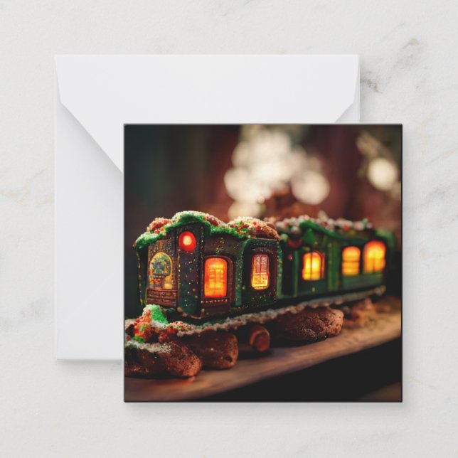 Tarjeta Pequeña tren de Navidad de pan de jengibre (Anverso)