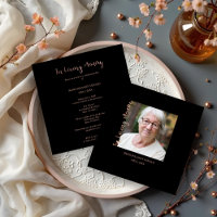 Trendy Black Minimalist Custom Photo Funeral