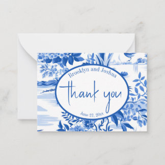 Tarjeta Pequeña Trendy Blue Toile Special Occasion Thank You Note
