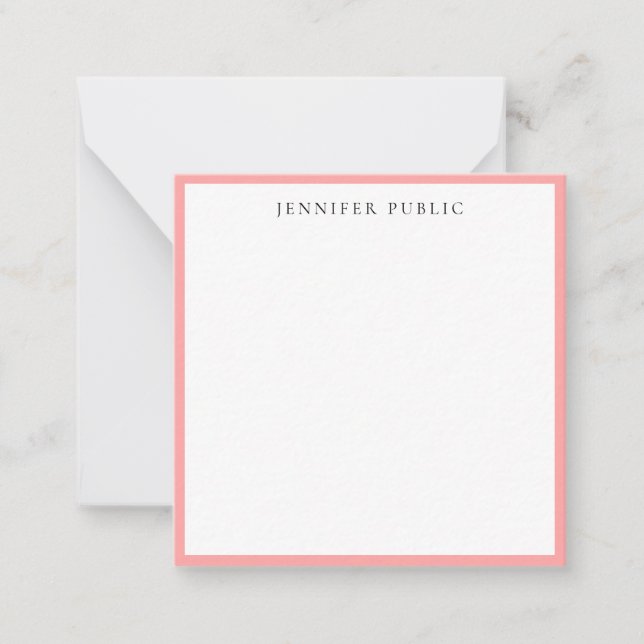 Tarjeta Pequeña Trendy Elegant Simple Blush Pink & White Name (Anverso)