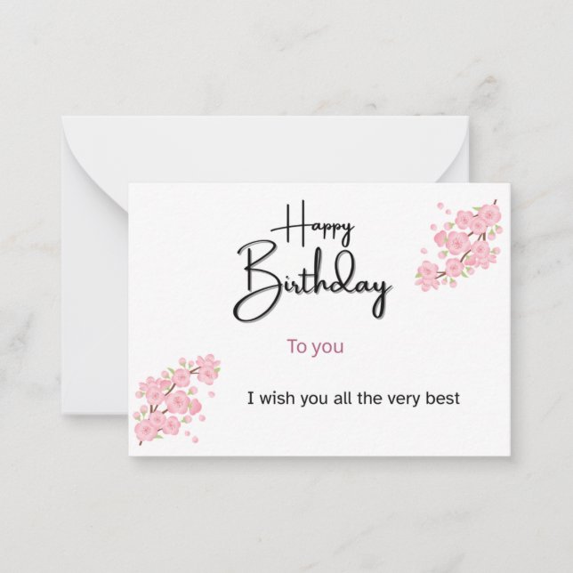 Tarjeta Pequeña Trendy Happy Birthday Card | Editable Template | C (Anverso)