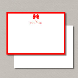 Tarjeta Pequeña Trendy Neon Red Bow Border Name Wedding