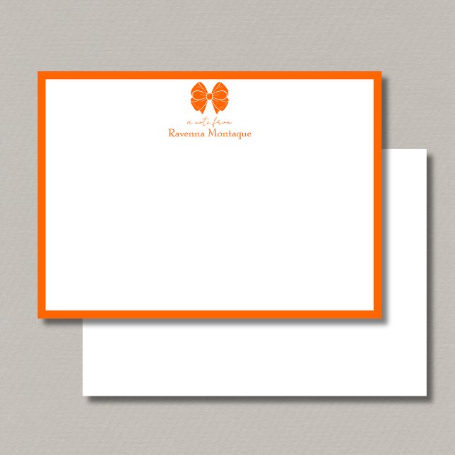 Tarjeta Pequeña Trendy Sunset Orange Bow Border Name Wedding (Subido por el creador)