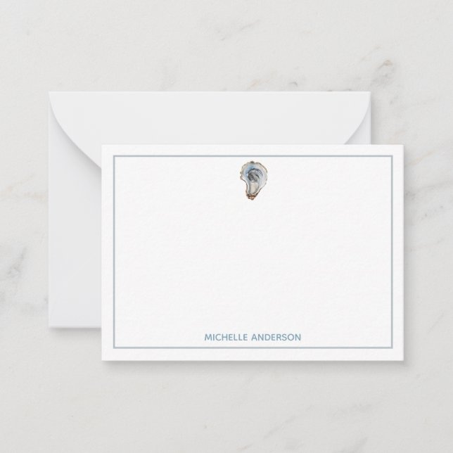Tarjeta Pequeña Trendy Watercolor Nautical Oyster Personalized (Anverso)