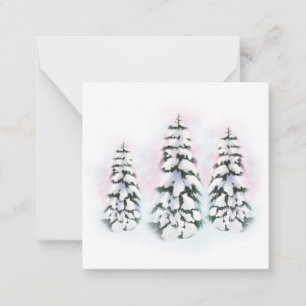 Tarjeta Pequeña Tres Árboles Acuáticos De Invierno