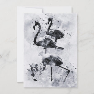 Tarjeta Pequeña Tres flamencos de color blanco y negro