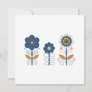 Tarjeta Pequeña Tres flores nórdicas en blanco