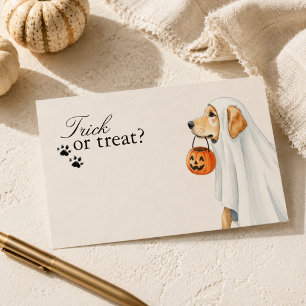 Tarjeta Pequeña Trick or Treat Golden Retriever Perro Halloween