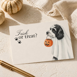 Tarjeta Pequeña Trick or Treat Labradoodle Perro Halloween