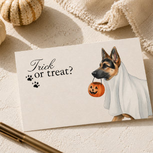Tarjeta Pequeña Trick or Treat Perro Pastor Alemán Halloween
