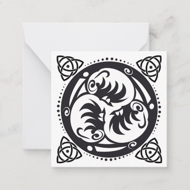 Tarjeta Pequeña Triskelion Celtic Knot Mandala diseño negro (Anverso)