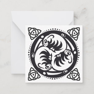 Tarjeta Pequeña Triskelion Celtic Knot Mandala diseño negro