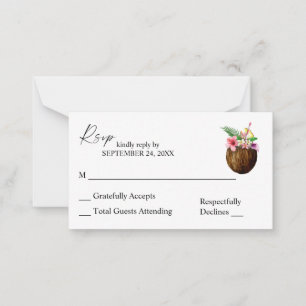 Tarjeta Pequeña Tropica de presupuesto Coco hawaiano 2SM Sin Comid