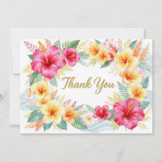 Tarjeta Pequeña Tropical Hibiscus Hawaiian Thank You Card