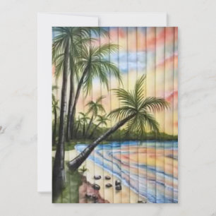 TARJETA PEQUEÑA TROPICAL PALM TREES BEACH BLINDS