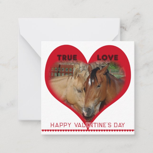 Tarjeta Pequeña True Love Horses in Red Heart Valentine's Day Card (Anverso)