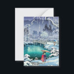 Tarjeta Pequeña Tsuchiya Koitsu - Nieve de primavera en Maruyama<br><div class="desc">Nieve de primavera en Maruyama,  Kioto (Haru no yuki,  Kyoto Maruyama) - Tsuchiya Koitsu,  impresión en color de grabado en madera,  1936</div>