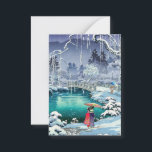 Tarjeta Pequeña Tsuchiya Koitsu - Nieve de primavera en Maruyama<br><div class="desc">Nieve de primavera en Maruyama,  Kyoto (Haru no yuki,  Kyoto Maruyama) - Tsuchiya Koitsu,  impresión en color de grabado en madera,  1936</div>