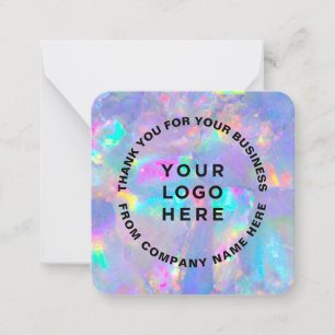 Tarjeta Pequeña Tu logo Piedra Holográfica Arcoíris Gracias