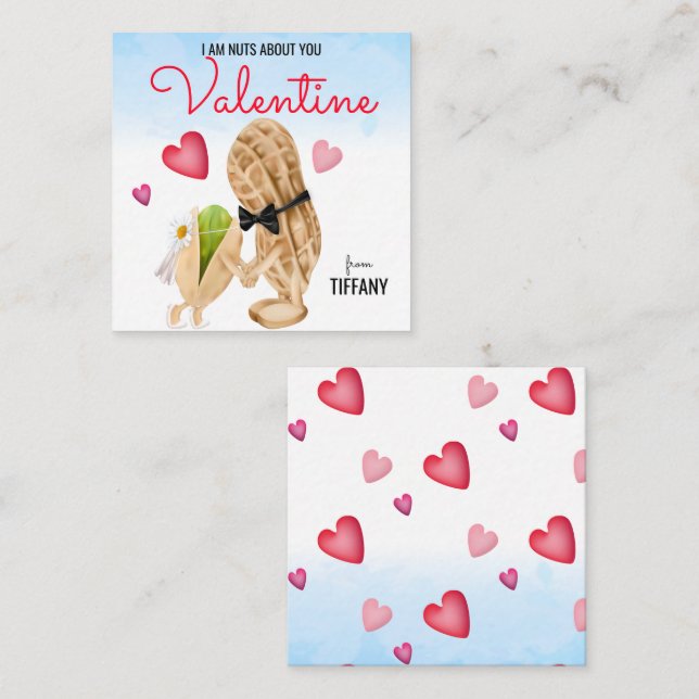 Tarjeta Pequeña Tuercas sobre ti Divertida Pareja Pun Valentine (Anverso / Reverso)