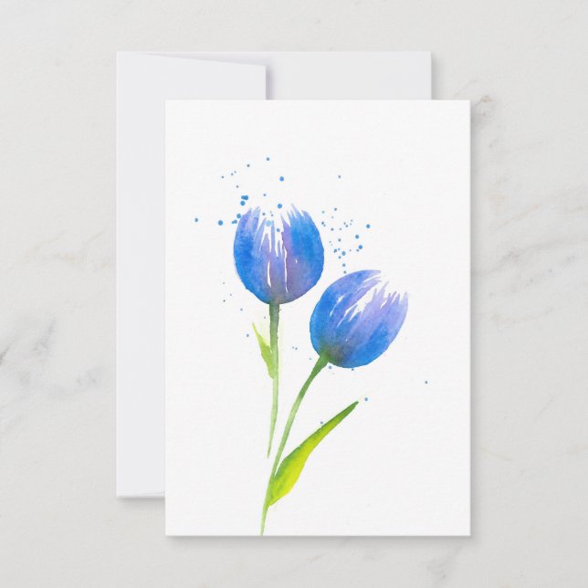 Tarjeta Pequeña Tulipanes Violeta Azul (Anverso)