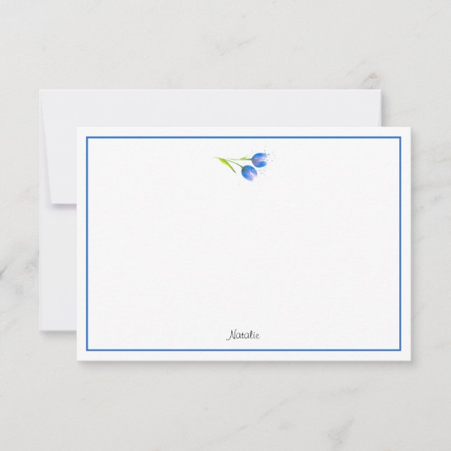 Tarjeta Pequeña Tulipanes Violeta Azul (Anverso)