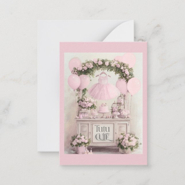 Tarjeta Pequeña Tutu Cute Ballet Ballet Pink Ballerina Tema para C (Anverso)