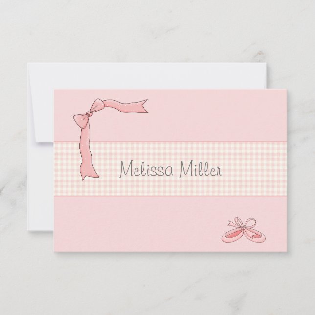 Tarjeta Pequeña Tutu Rosa Personalizado Gracias / Notecard (Anverso)