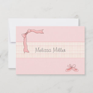 Tarjeta Pequeña Tutu Rosa Personalizado Gracias / Notecard