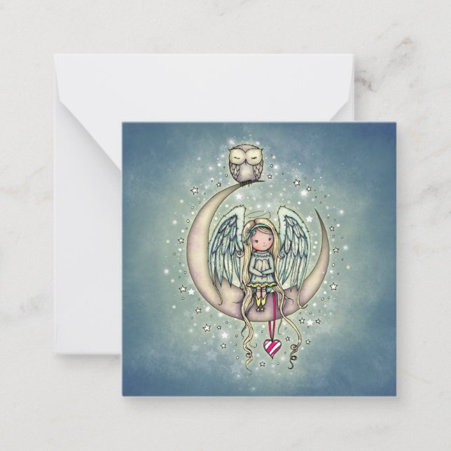 Tarjeta Pequeña Twinkle Little Angel and Owl Illustrated Art (Anverso)
