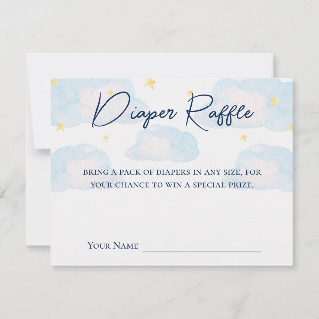 Tarjeta Pequeña Twinkle Little Star Baby Shower Diaper Raffle Card (Anverso)