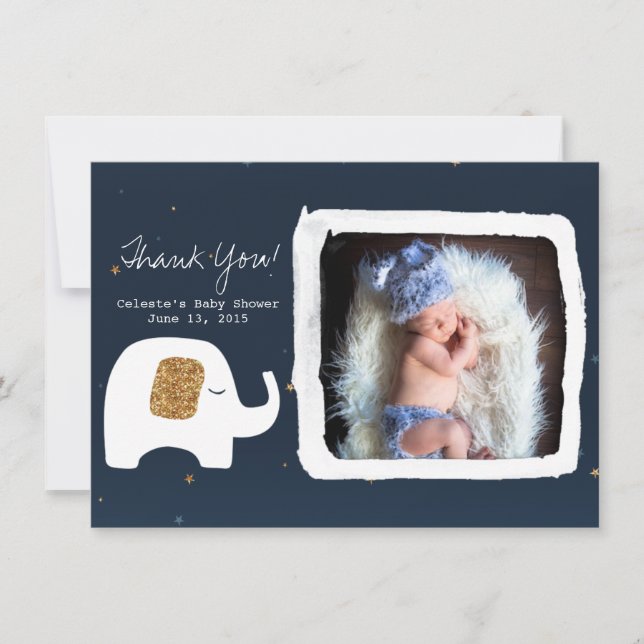 Tarjeta Pequeña Twinkle Little Star Photo Baby Shower Gracias (Anverso)