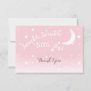 Tarjeta Pequeña Twinkle pequeña estrella rosa gracias notecards