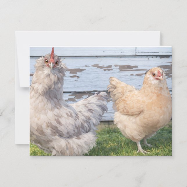 Tarjeta Pequeña Two Chickens Cute Farm Note Cards (Anverso)