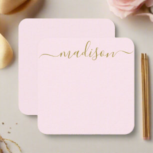 Tarjeta Pequeña Typografía minimalista moderna Rubor rosa y dorada