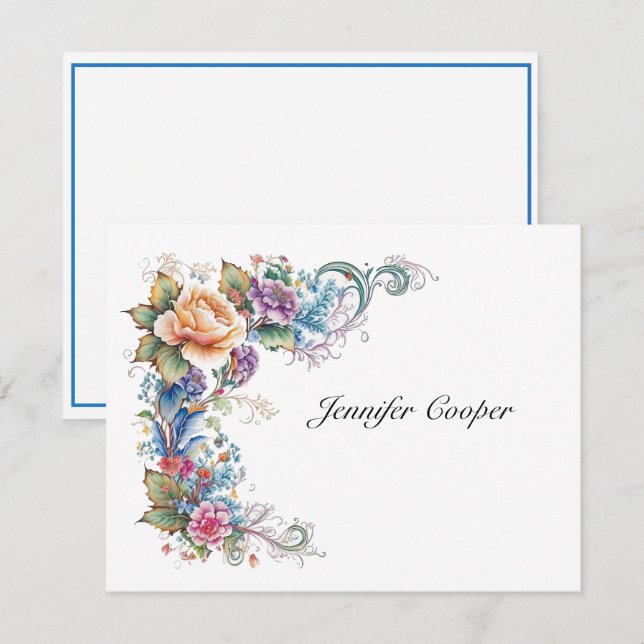Tarjeta Pequeña Un capricho de Rosas de su escritorio A personal (Anverso / Reverso)