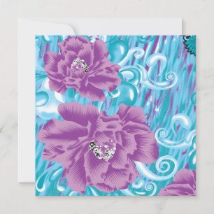 Tarjeta Pequeña Un diseño textil vibrante que presenta púrpura y t