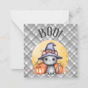 Tarjeta Pequeña Un felino negro feliz Halloween
